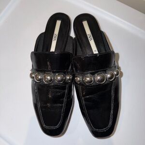 Zara Black Mules with Silver Studs